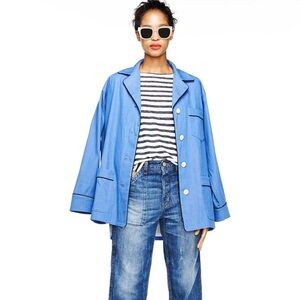 J. Crew Collection Light Blue Jacket with Dark Blue Piping size S